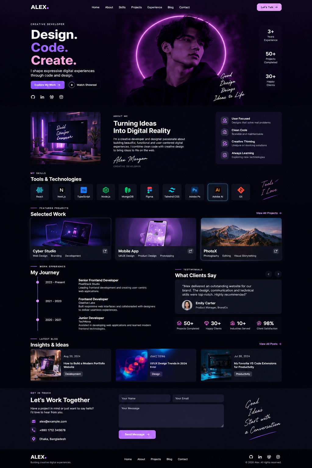 Creative Neon sample website
